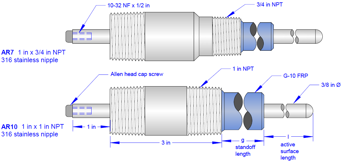 Aqueous Anode Model AR7 and AR10 with 3/8" Rod