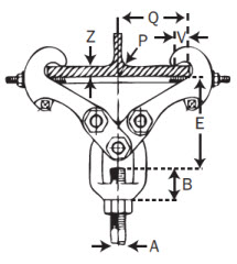 Adjustable Beam Clamp dimension drawing