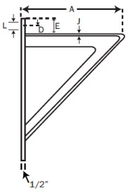 Heavy Welded Steel Bracket dimension drawing