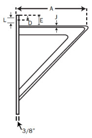 Medium Welded Steel Bracket dimension drawing