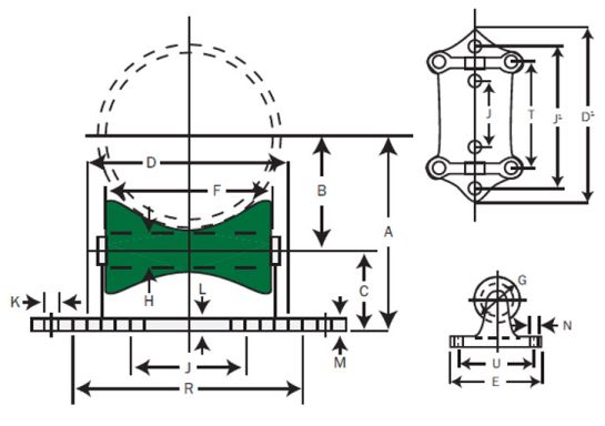 Pipe Roller Stand dimension drawing